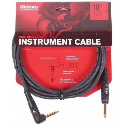 D'Addario PW-GRA-10 3 m Директен - Ъглов Инструментален кабел (PW-GRA-10)