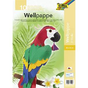 FOLIA Вълнообразен картон, 25x35 cm, 10 листа, FOLIA, смесени цветове 740409 (740409)