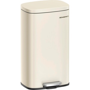 SONGMICS kitchen rubbish bin, 30 liters, waste bin, pedal bin, with lid, soft close, foot pedal, steel, inner bin, sand beige LTB03A02 (LTB03A02)