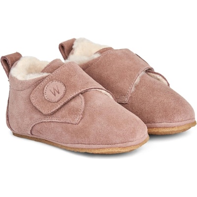Wheat detské kožené capačky s vlnenou podšívkou Taj 305i 2163 dusty rouge
