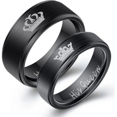 Blingstar Prsten pro páry Her King/His Queen Black nerez ocel 2370