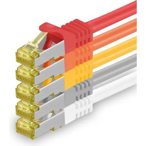1aTTack. de Cat. 7 network cable 5m 5 colors 5 pieces Cat7 Ethernet cable network LAN cable raw cable 10 Gb s SFTP PIMF LSZH set patch cable with Rj 45 plug Cat. 6a - 4251073616087
