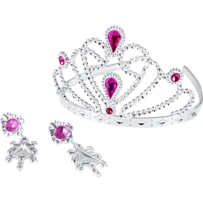 RAPPA Korunka princezná s náušnicami a náhrdelníkom ružová
