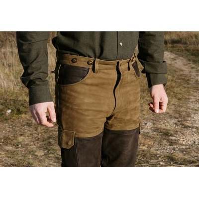 Kalhoty Carl Mayer Ramsau kožené zeleno-hnědé