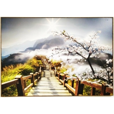 Bondecor Obraz na desce "Lávka do hor" 100x70cm
