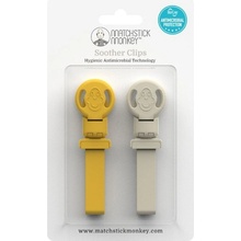 Matchstick Monkey klipy pink cool grey 1×2 ks klipy na upevnenie hryzátka cumlíka