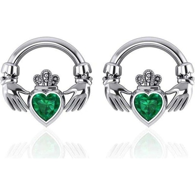 Fantasy Šperky Irské Claddagh stříbrné náušnice P3323