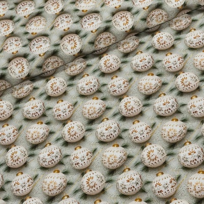 TextilCentrum.cz Bavlněné plátno vánoční H241 BLANCO, vzorované baňky na krajce, zelená š.150cm (látka v metráži)