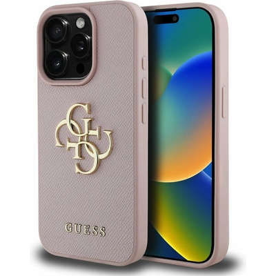 GUESS PU Grained 4G Metal Logo заден капак за iPhone 15 Pro Max Pink Guess | Lilav | ЖЕНИ | UNI