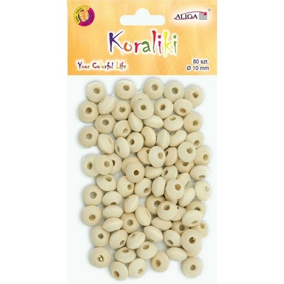 Drevené natur korálky s 10 mm ploské 80 kusov