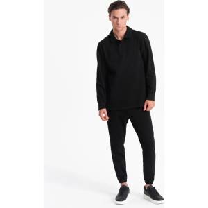 Ombre Clothing Черен мъжки суитшърт с поло яка + панталон Ombre Clothing Ombre Clothing | Cheren | МЪЖЕ | XL