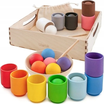 Montessori Ulanik dřevěná hračka "Balls in Cups. Big" – Zboží Mobilmania