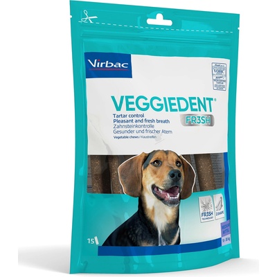 Virbac Veggiedent Fresh - дентални ламели М за кучета от 10 до 30 кг, 15 броя