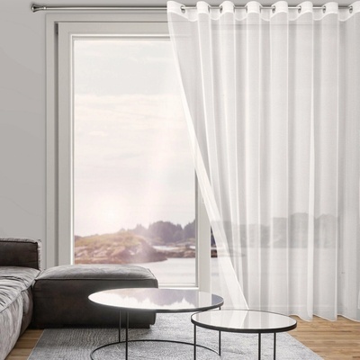 EUROFIRANY ZÁCLONA NA KRÚŽKOCH TAMINA 350X250 CM BIELA