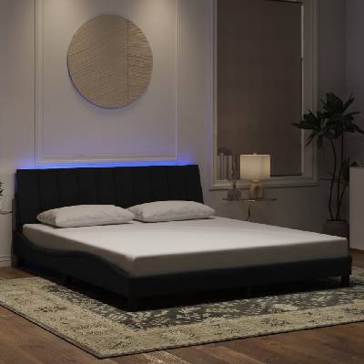 zahrada-XL 3213795 Rám postele s LED osvětlením černý samet