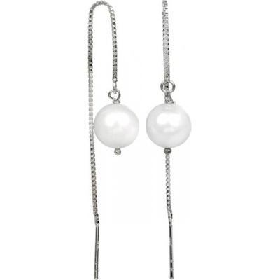 Jwl Jewellery náušnice strieborné retiazkové s bielou perlou JL0204