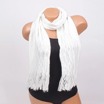 Image 1 of Плетен шал в нежен бял цвят с ламе