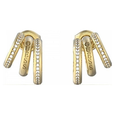 Guess Originálne pozlátené náušnice Crazy Earrings JUBE03302JWYGT/U číra, zlatá