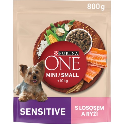 Purina ONE Mini Sensitive granule pro psy losos 0,8 kg