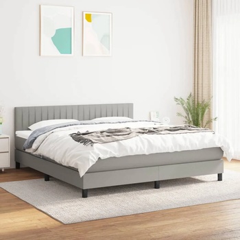 vidaXL Боксспринг легло с матрак, светлосиво, 180x200 см, плат (3140233)
