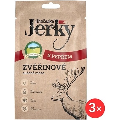 Jihočeské Jerky Zvěřinové s pepřem 3 x 20 g