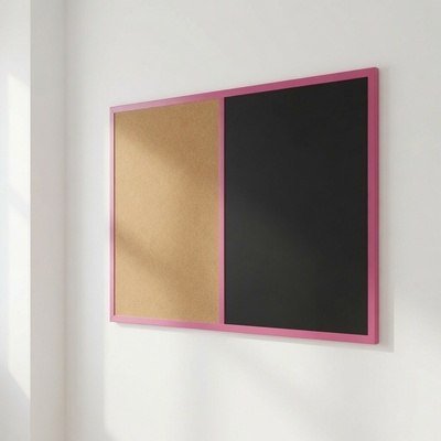 Toptabule.sk Kombinovaná tabuľa čierna v ružovom drevenom ráme COLOR 120 x 90 cm