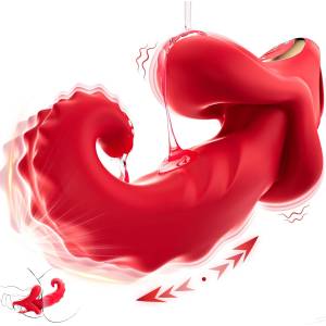 SuperLove G-Spot Tongue Thrusting Dual Vibrator with App Red