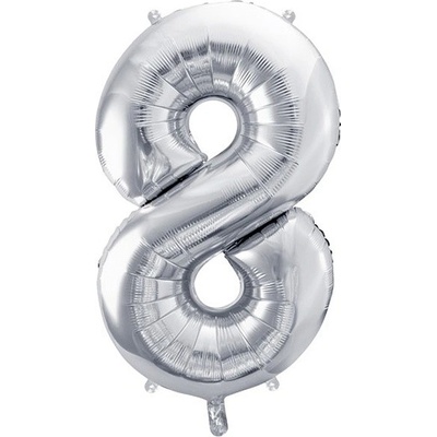 PartyDeco Balónek fóliový číslo 8 stříbrné 72 cm