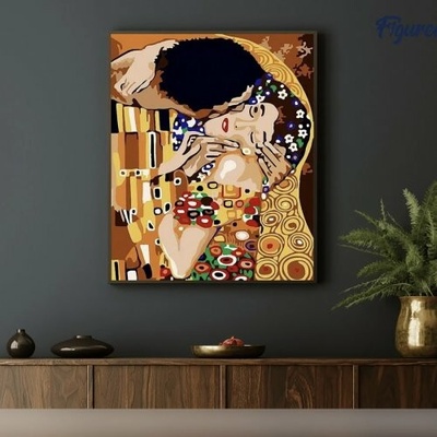 Figured ART Malování podle čísel GUSTAV KLIMT POLIBEK na rámu 40 x 50 cm