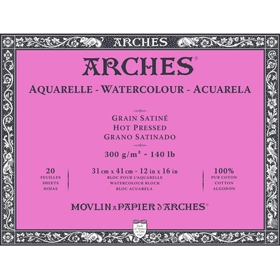 ARCHES Watercolour Hot Pressed Block Natural White Скицник 20 41 x 31 cm 300 g (A1795074)