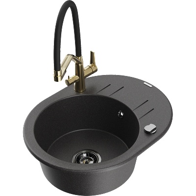 Mexen Kevin гранитна кухненска мивка с 1 отделение с кухненски смесител Duo, (6517-76-671701-57-B)