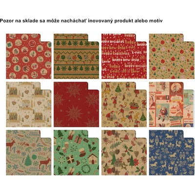 Darčekový baliaci papier kraft mix vianočný 2m x 0,70cm kraft 1ks