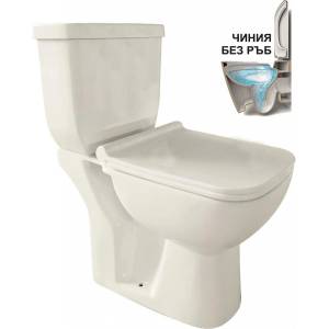 Inter Ceramic Моноблок ICC 8036P PP RIMLESS, седалка и капак, порцелан, бял, 82x64x35см (8036P PP RIMLESS)