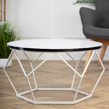 HowHomely Масичка за кафе DIAMOND 40x70 см черен/бял (DD0510)