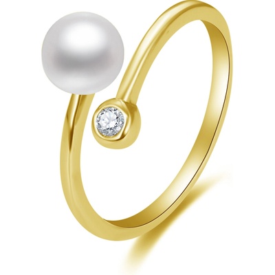 Agato pozlacený prsten s perlou a zirkonem AGG469P G