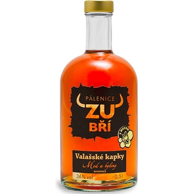 Pálenice Zubří Valašské kapky med a bylinky 36% 0,5 l (holá láhev)