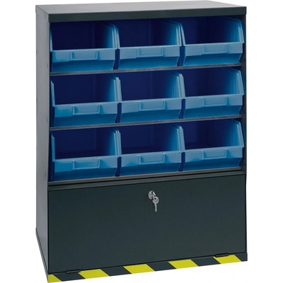 ArtPlast Závěsný regál s plastovými boxy BASIC a přihrádkou, 9 boxů