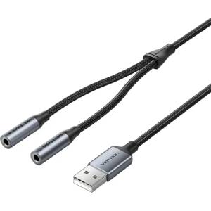 Vention Външна звукова карта Vention CVHHC, USB-А/2 x 3.5мм, 0.25м, Сива/Черна (CVHHC) Звукови карти