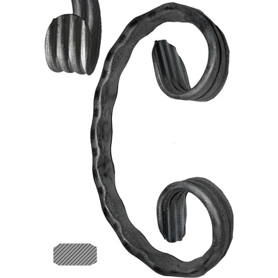 Céčko 130 x 75 mm, 12 x 6 mm, zdobené, široké rozkutie