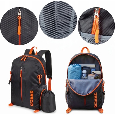 Gracio Turistický batoh na trekking, vodeodolný, ľahký, na bicykel, cestovanie, čierny, 18l