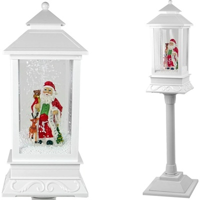 LEANToys Vánoční lucerna 2v1 Santa Claus bílá