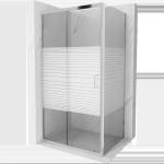 Mexen Apia плъзгаща се душ кабина 90 x 80 см, бели ивици, хром - 840-090-080-01-20 (840-090-080-01-20)