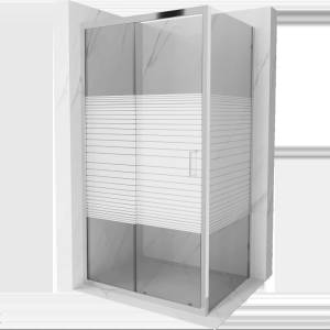 Mexen Apia плъзгаща се душ кабина 90 x 80 см, бели ивици, хром - 840-090-080-01-20 (840-090-080-01-20)