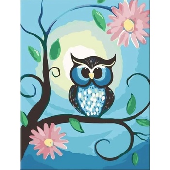 Zuty Рисуване по номера Синя бухал и цветя (322180)