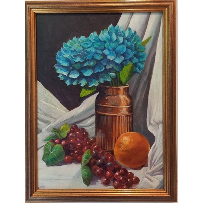 Натюрморт със сини цветя