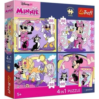 Trefl Disney Minnie Mouse 4 v 1 4×88 dielov Magické momenty + zberateľský plagát