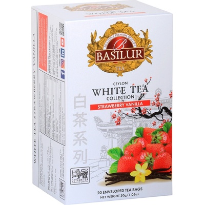 Basilur Bílý čaj White Tea Strawberry Vanilla 20 x 1,5 g
