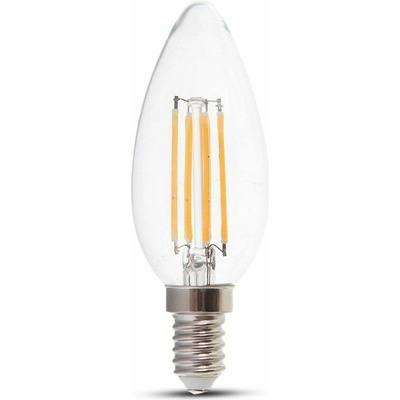 V-TAC Retro LED filament žiarovka E14, 4W, 400lm, sviečka Teplá biela