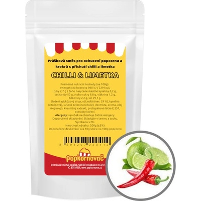 Popkornovač.cz Popcorn příchuť Chilli Limetka 200 g