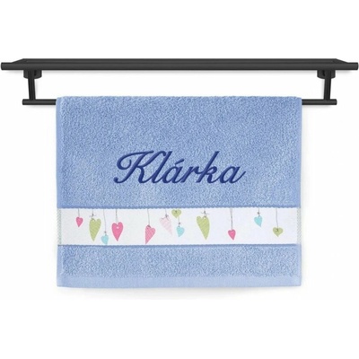 Povlečení Plus ručník se jménem na přání 30 x 50 cm barevná srdíčka modrá